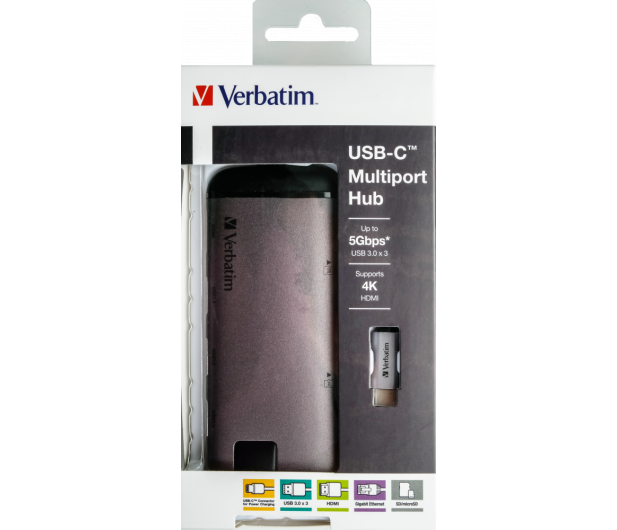Verbatim USB-C - 3x USB 3.0, USB-C 3.1, HDMI 4K, RJ45, SD/micro SD - 1192938 - zdjęcie 5